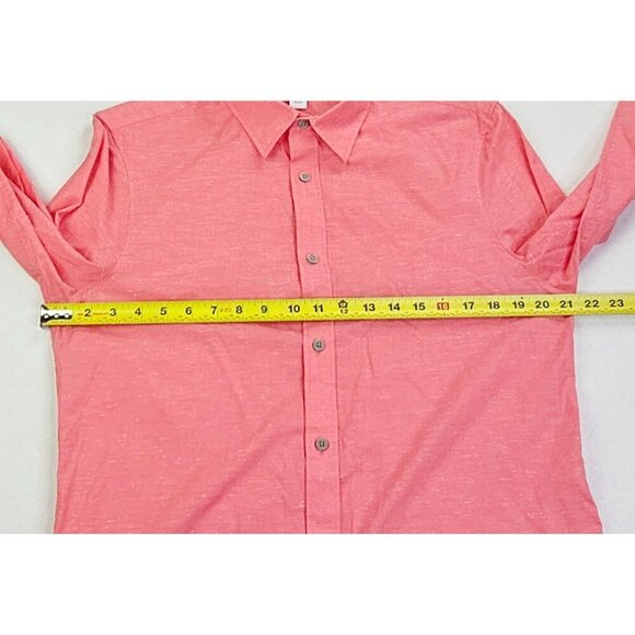 Calvin Klein Size Medium Mens Pink White Accent Embroidered Chest Logo Shirt - Picture 3 of 11